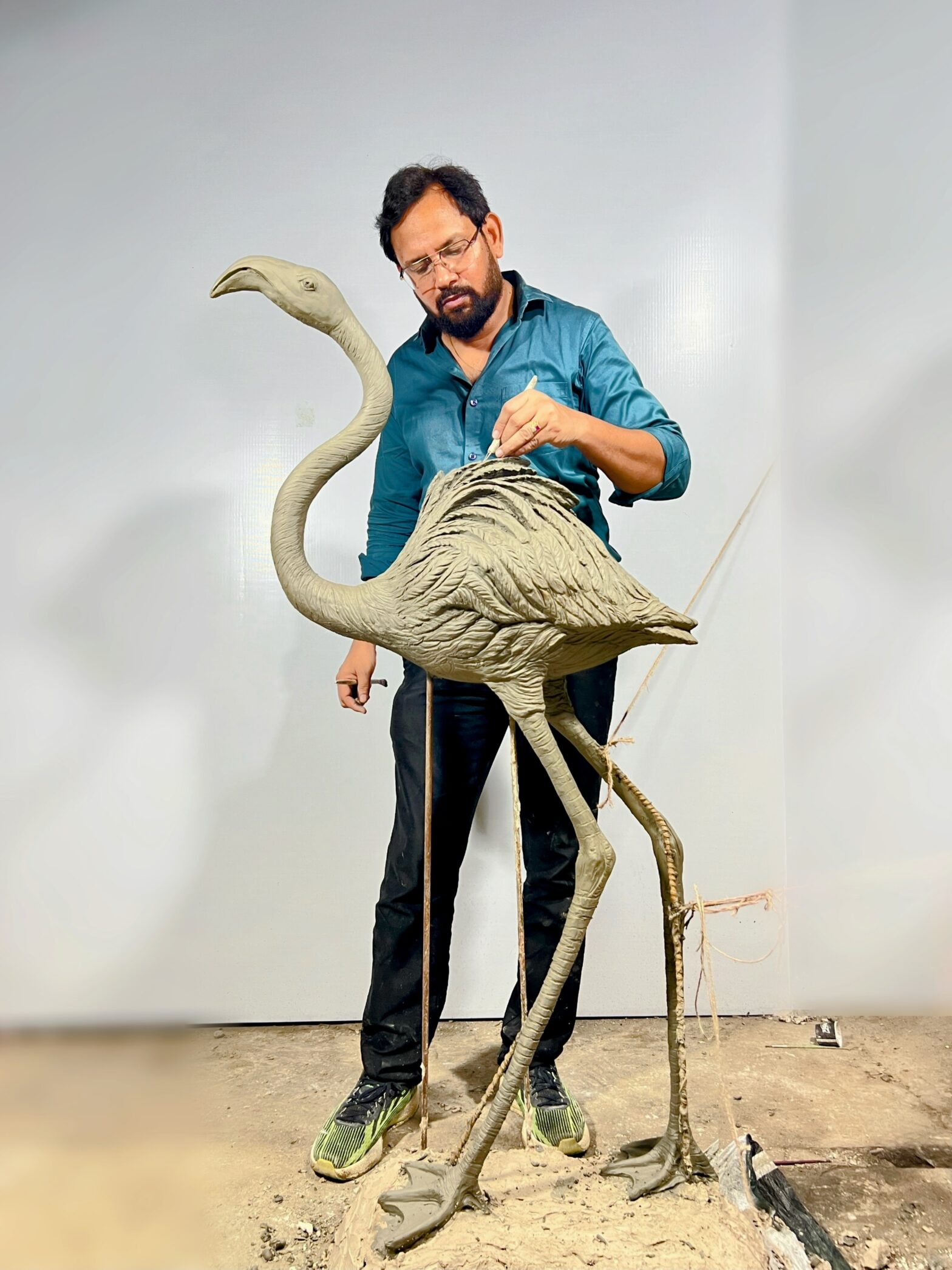 FOUNTAIN WITH SIX FLAMINGOES